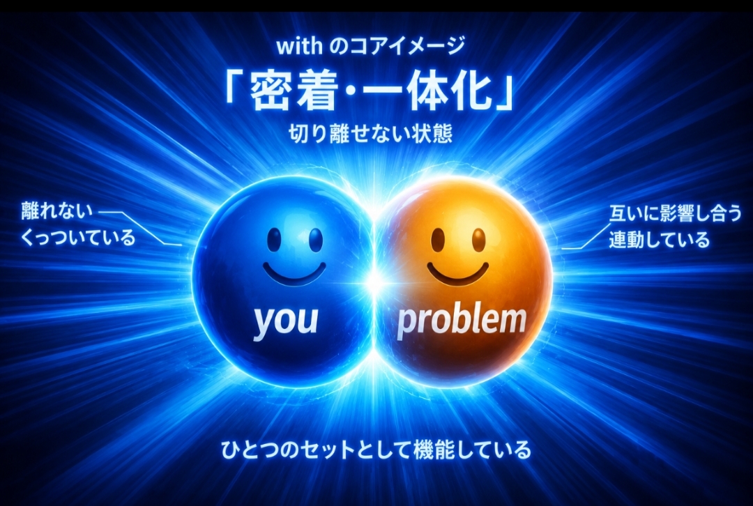 withのコアイメージ「密着・一体化」を表すイメージ図